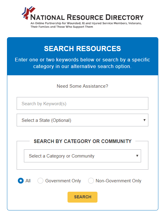 NRD Search Widget form example